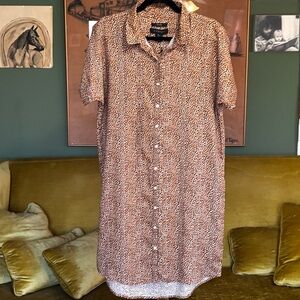 TAHARI: 100% Linen Leopard Print Tunic Dress